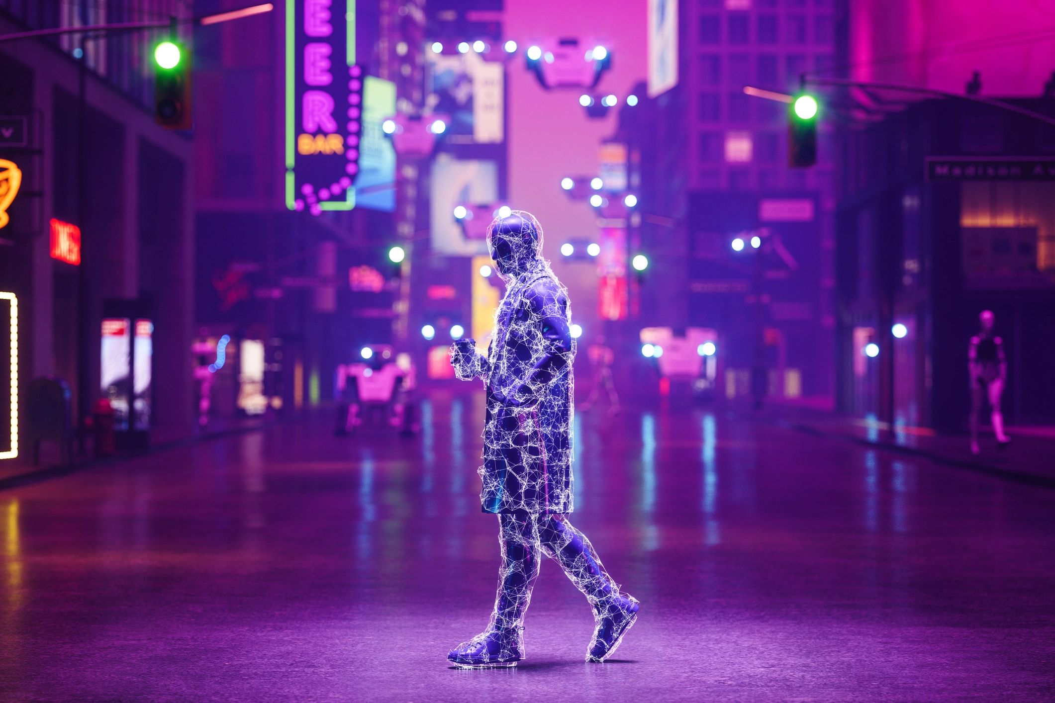 cyberpunk gamer on mobile device